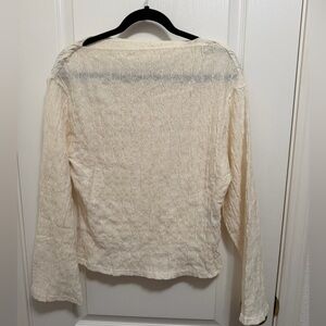 H&M Cream Textured Long-Sleeve Knit Top